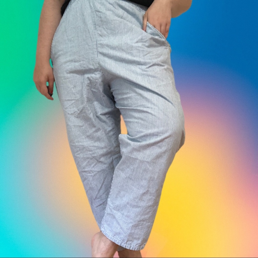 Vintage 90s Sailor Pants Striped Summer Basic Editions Sz 1x